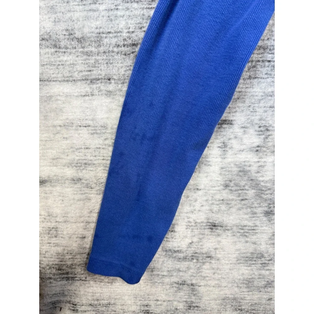 DIY We The Free Free People Blue Henley Thermal Waffle Knit Long Sleeve Top L - Picture 6 of 9